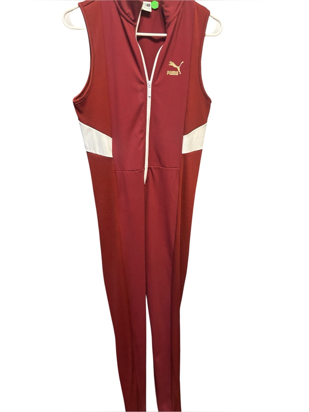Puma Maroon Sleeveless Zip-Front One Piece
